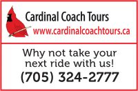 Cardinal Coach Tours sign